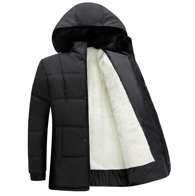 Herren gesteppte Winterjacke mit flauschigem Innenfutter und verstellbarem Kapuzenkragen Echoarchiv