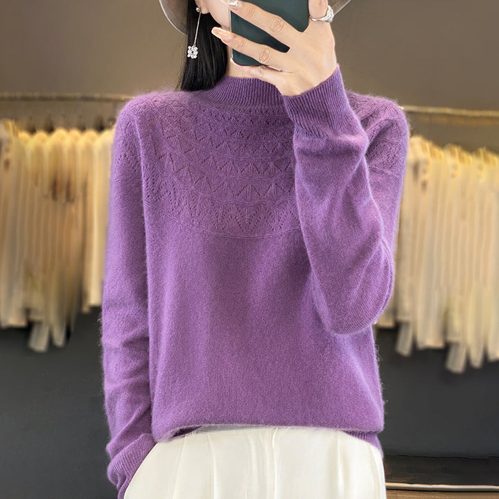 Damen Kuscheliger Mohair‑Optik Pullover mit Zierstruktur am Oberteil und Stehkragen Echoarchiv