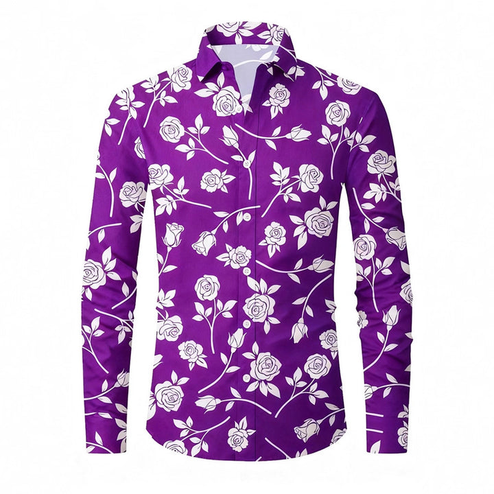 Herren Langarmhemd mit floralen Mustern Echoarchiv