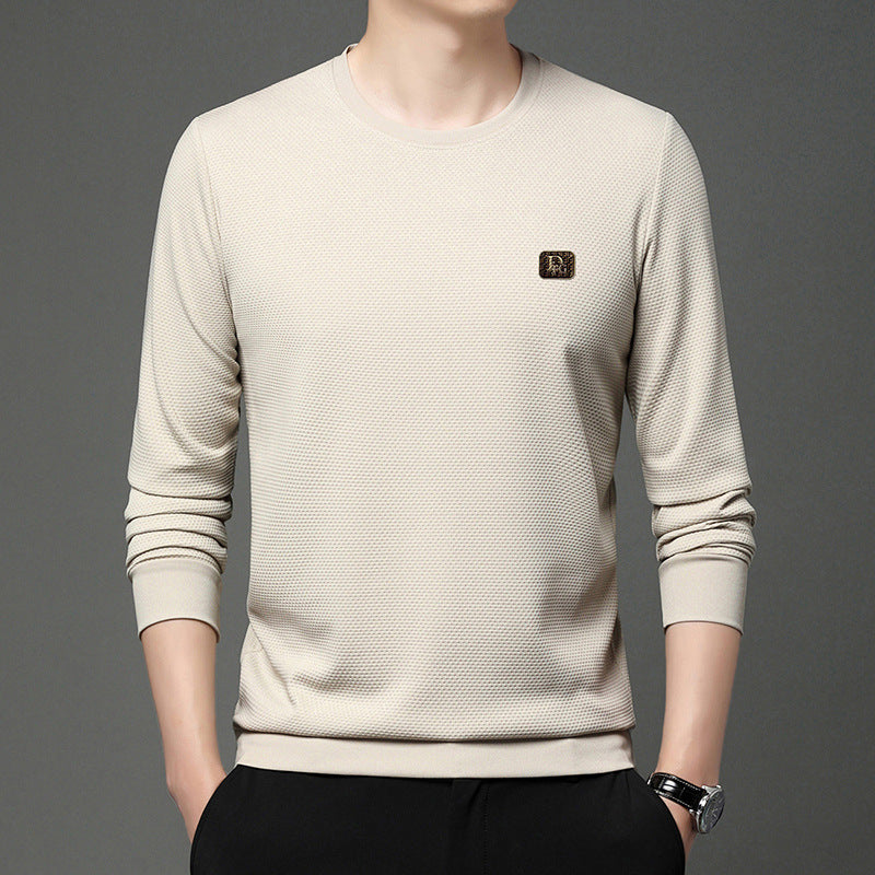 Herren hochwertiger Rundhals-Pullover mit strukturiertem Gewebe und modischem Design Echoarchiv