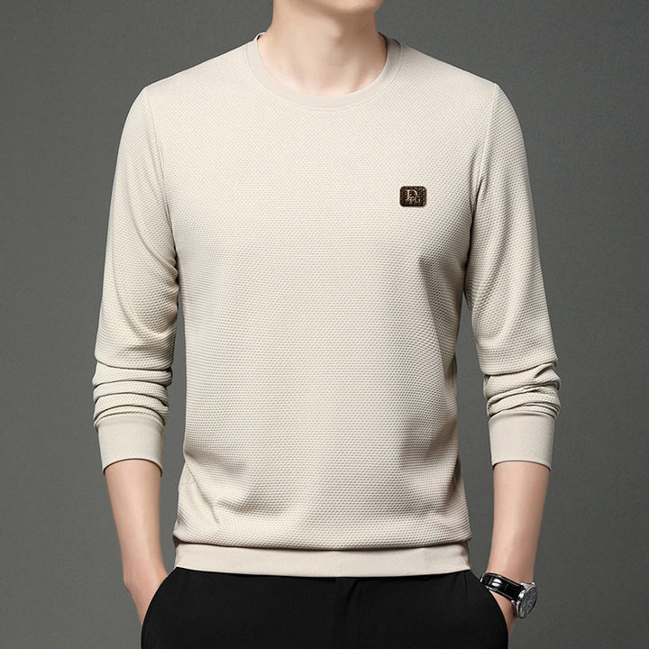 Herren hochwertiger Rundhals-Pullover mit strukturiertem Gewebe und modischem Design Echoarchiv