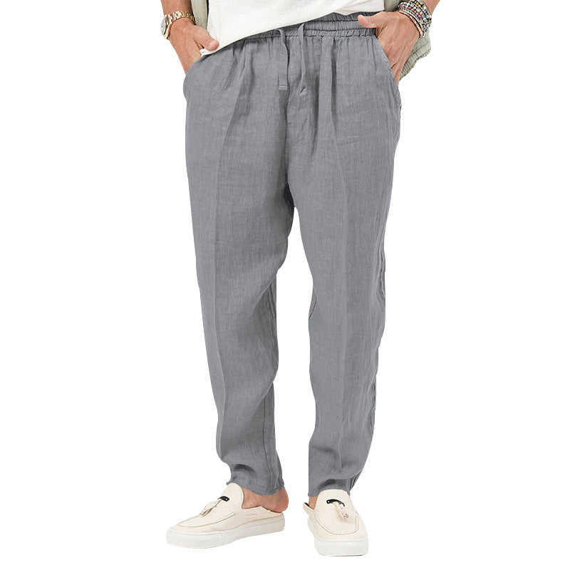 Herren Leichte Leinenhose mit elastischem Bund und praktischen Eingrifftaschen Echoarchiv