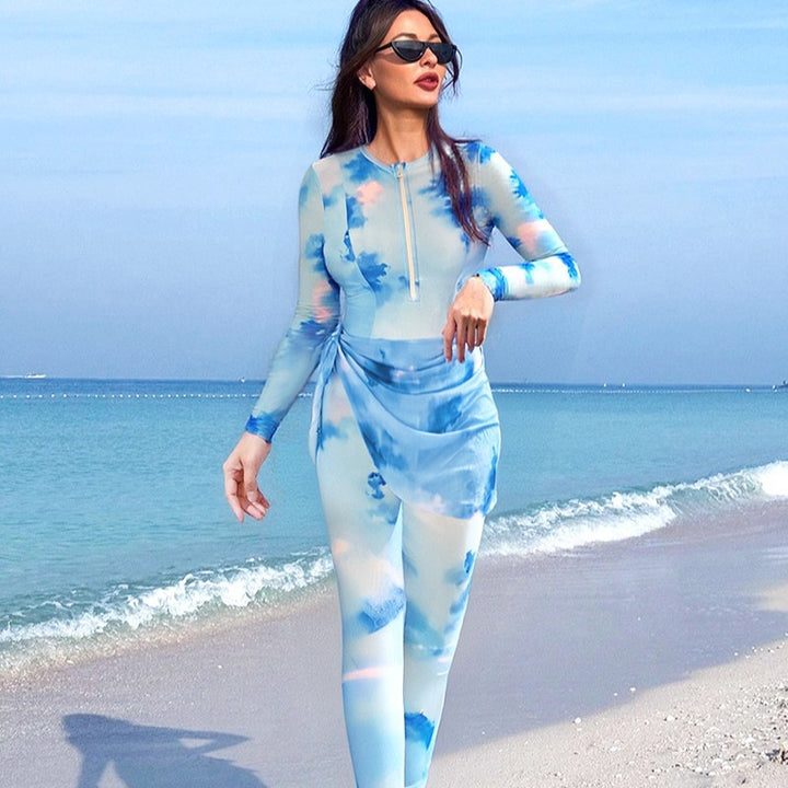 Damen Langarm-Schwimmanzug mit trendigem Wickeldesign Echo Archiv
