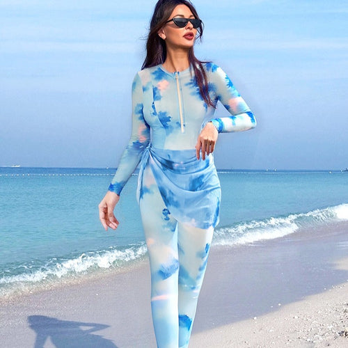 Damen Langarm-Schwimmanzug mit trendigem Wickeldesign Echo Archiv