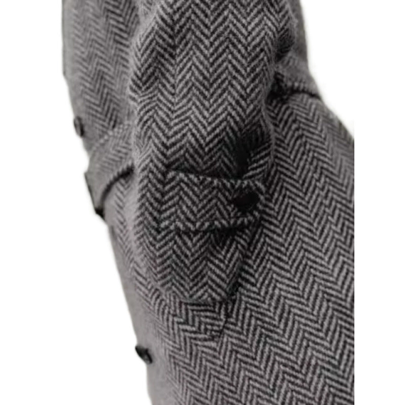 Herren Eleganter Hahnentritt Wollmantel Echoarchiv