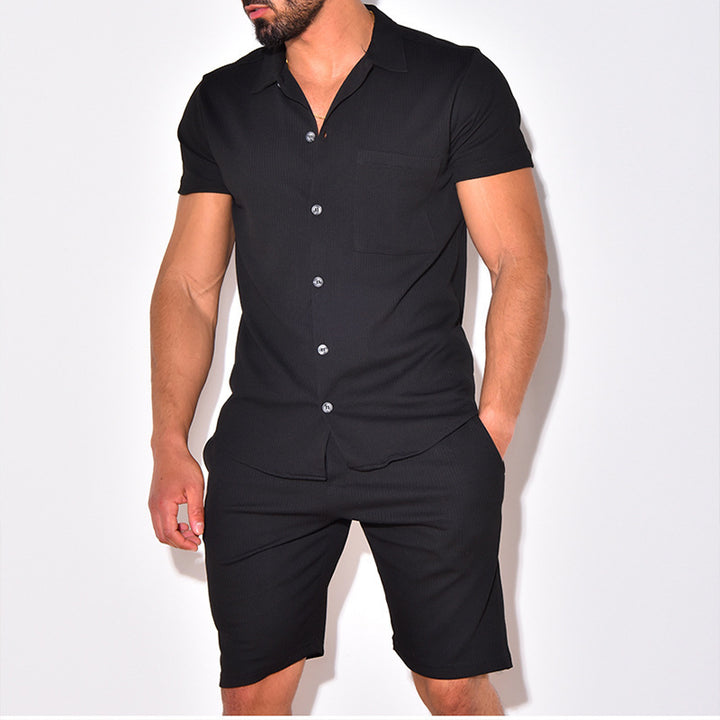 Herren modisches Kurzarm-Set mit eleganter Struktur Echoarchiv