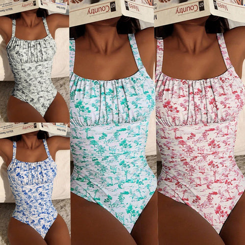 Damen einteiliger Badeanzug mit floralem Muster Echo Archiv