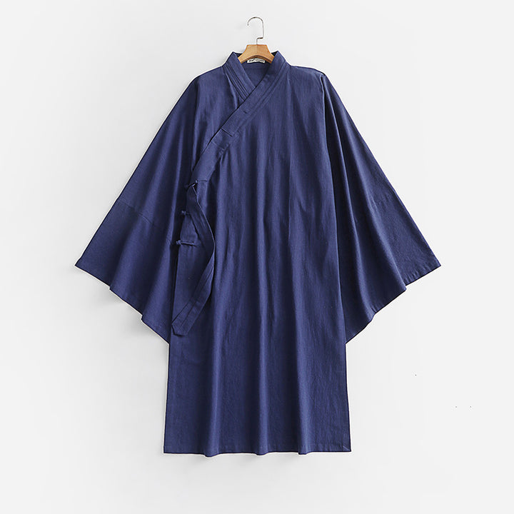 Unisex Oversize Kimono-Mantel mit weitem Ärmel und asymmetrischer Wickelvorderseite Echoarchiv
