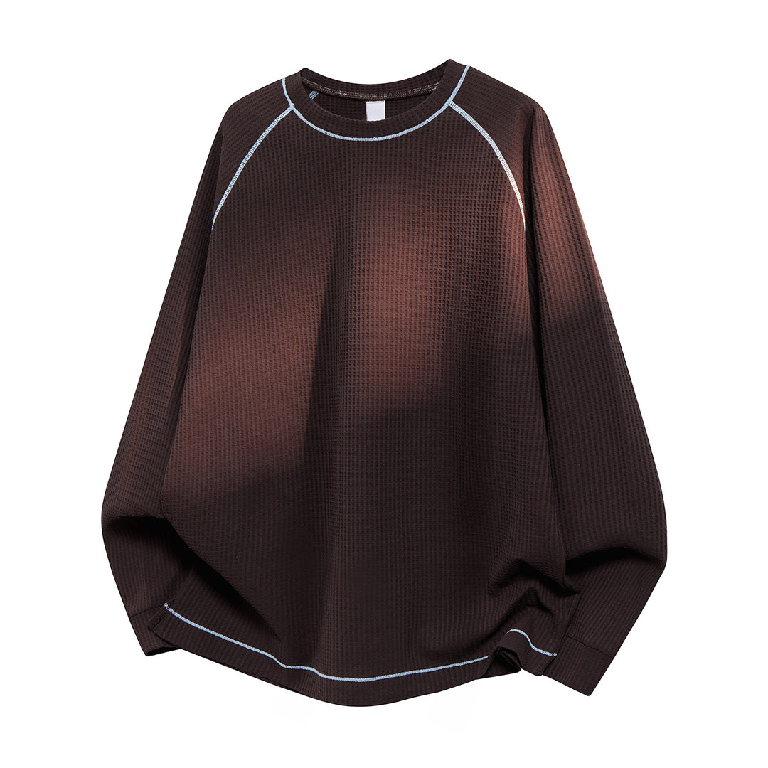Herren Oversize Waffelstrick‑Sweatshirt mit Rundhals, Raglanärmeln und Kontrastnähten Echo Archiv