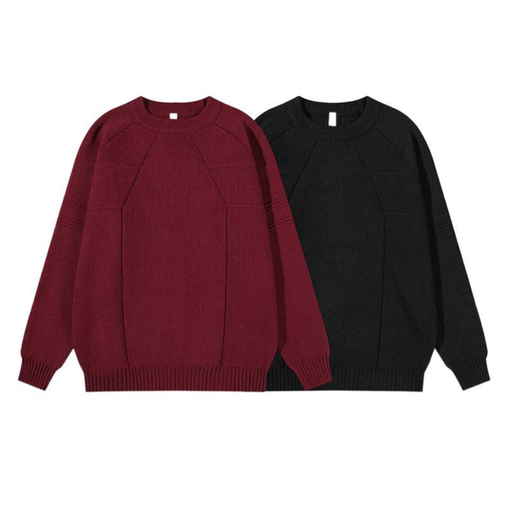 Unisex Grobgestrickter Oversize-Pullover mit Raglanärmeln und strukturierten Einsatznähten Echoarchiv