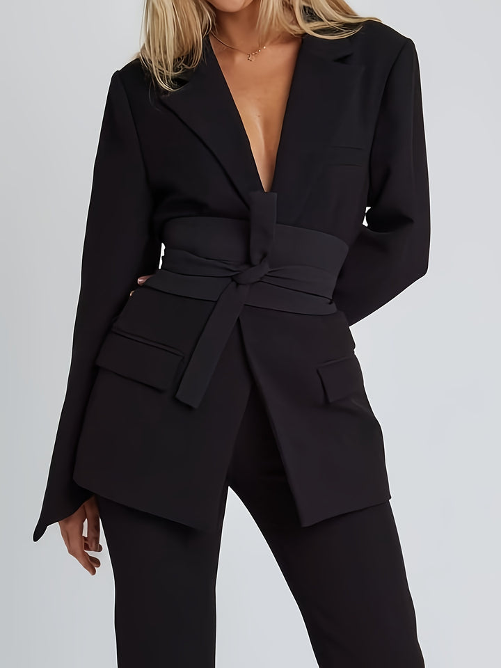 Damen eleganter Blazer mit tailliertem Schnitt und praktischem Gürtel Echo Archiv