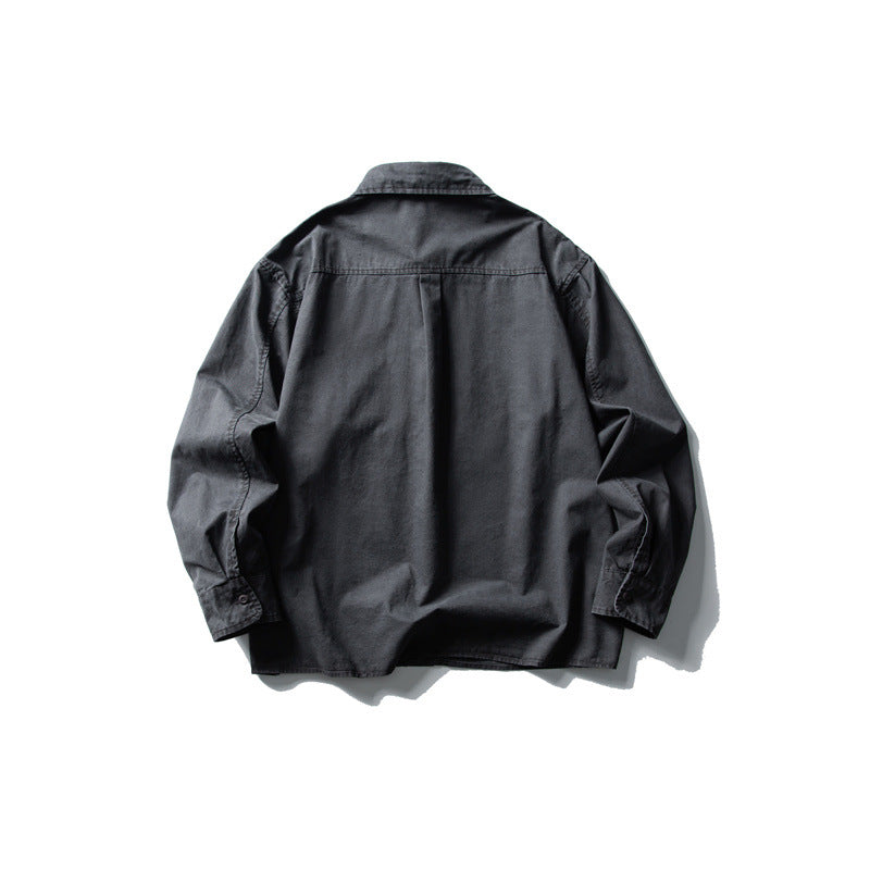 Herren Oversize-Hemdjacke aus robustem Baumwoll-Twill mit aufgesetzter Brusttasche und geradem Saum Echoarchiv