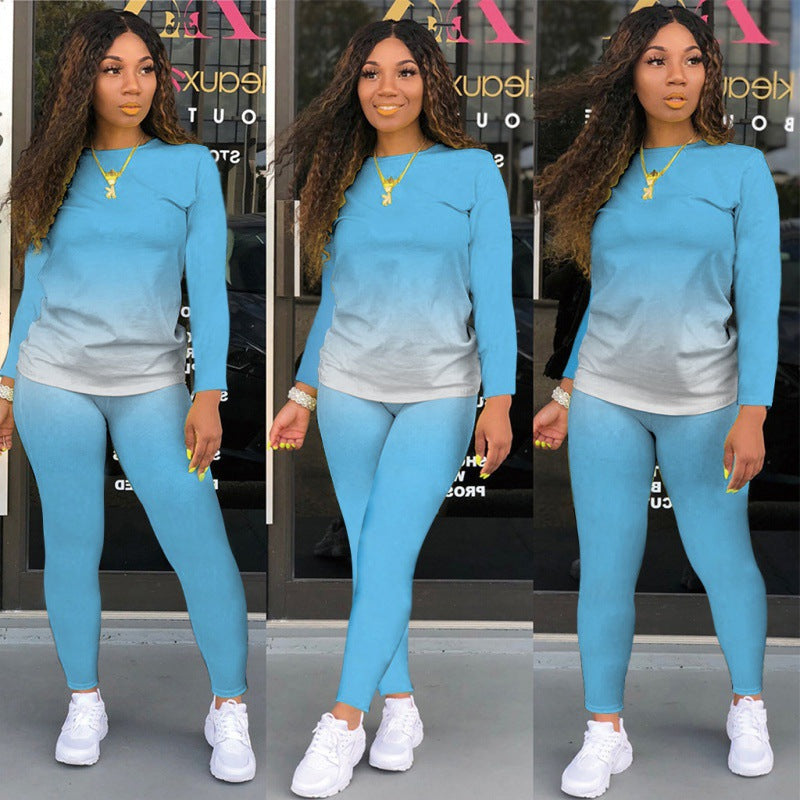 Damen Zweiteiliges Stretch-Set mit Langarmshirt und High-Waist-Leggings – Avérine