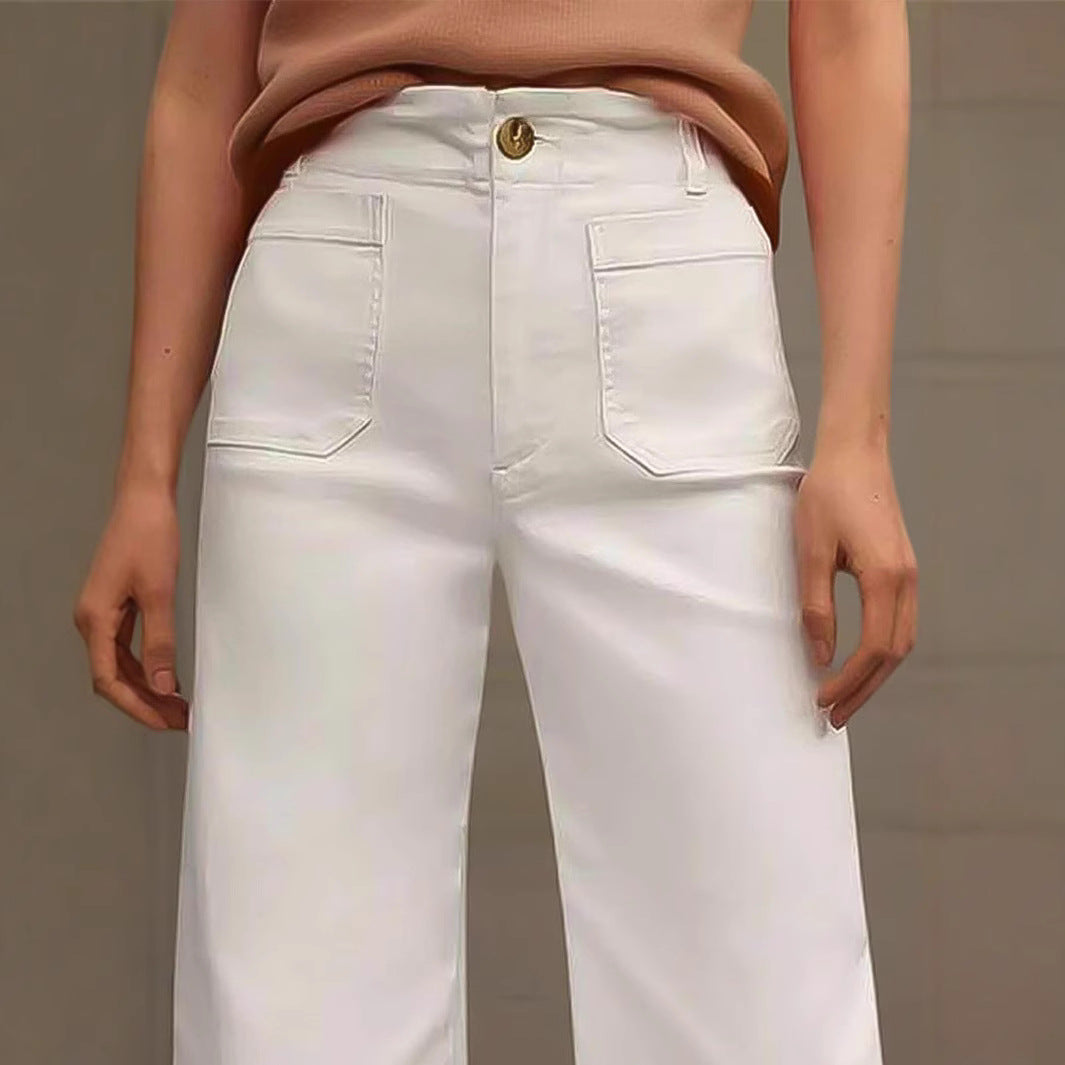 Damen Weite Culotte-Jeans mit gesticktem Blumenmuster Echo Archiv