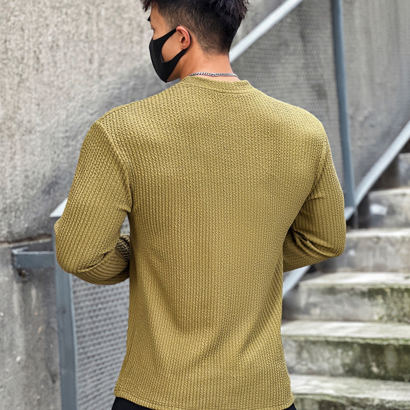 Herren stilvolles Langarmshirt mit strukturierter Oberfläche Echoarchiv