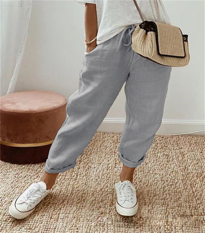 Damen Lockere Bedruckte Jogger mit Kordelzug und Rippbund Echoarchiv