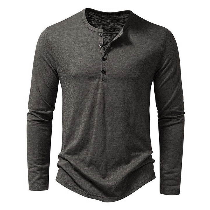 Herren Langarm Henley-Shirt mit Knopfleiste und leichtem Stoff Echoarchiv