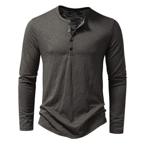 Herren Langarm Henley-Shirt mit Knopfleiste und leichtem Stoff Echoarchiv