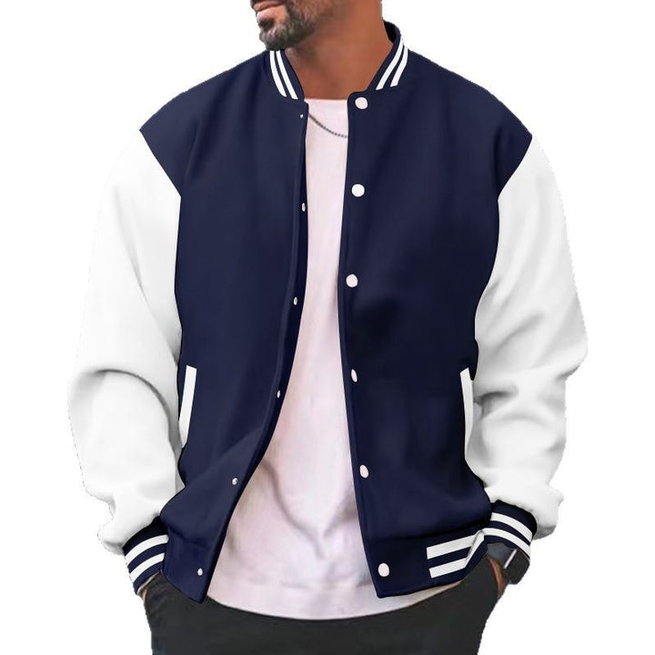 Herren nan varsity-Collegejacke im Bomberstil mit Druckknopfverschluss, kontrastarmen und gerippten Bündchen Echo Archiv