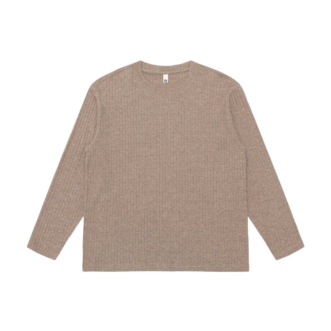 Unisex Fein geripptes Langarmshirt mit Rundhalsausschnitt und leichter Oversize-Silhouette Echoarchiv