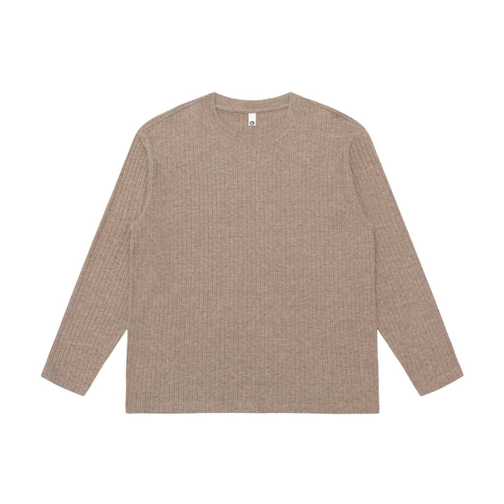 Unisex Fein geripptes Langarmshirt mit Rundhalsausschnitt und leichter Oversize-Silhouette Echoarchiv