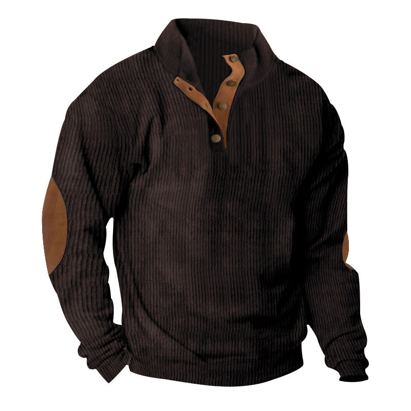 Herren Strukturierter Pullover mit modischen Lederapplikationen Echoarchiv