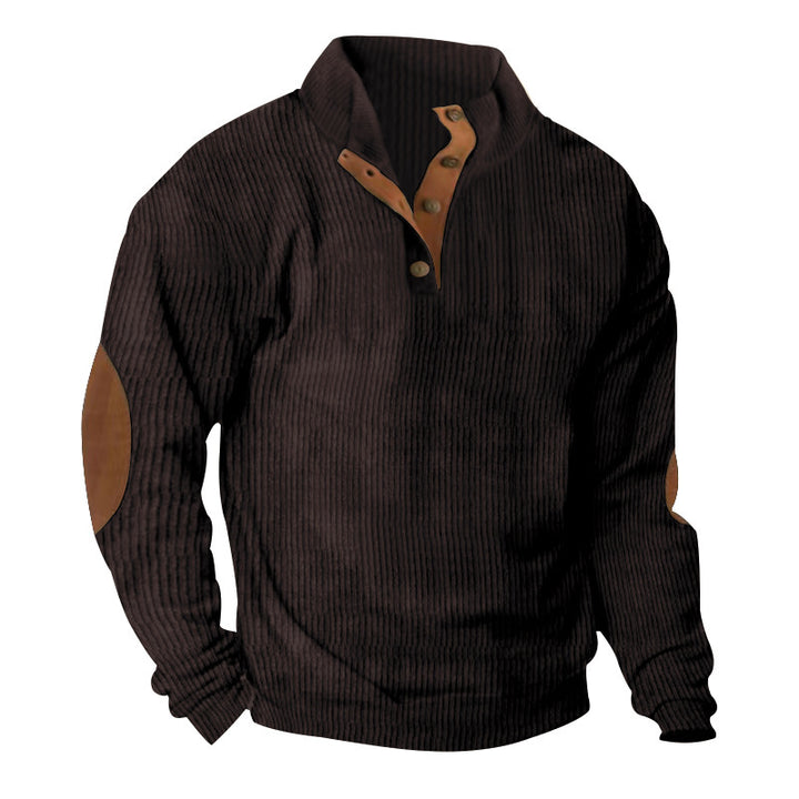 Herren Strukturierter Pullover mit modischen Lederapplikationen Echoarchiv