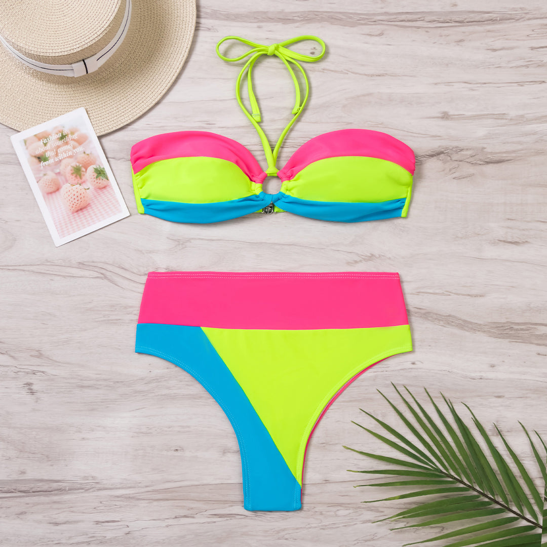 Damen Bandeau-Bikini mit kontrastierenden Farbkombinationen Echo Archiv