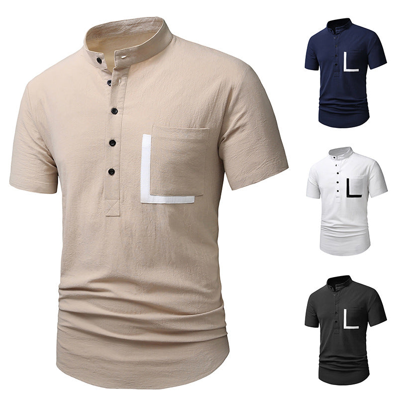 Herren Kurzarm-Henley-Shirt mit praktischem Knopfverschluss Echoarchiv