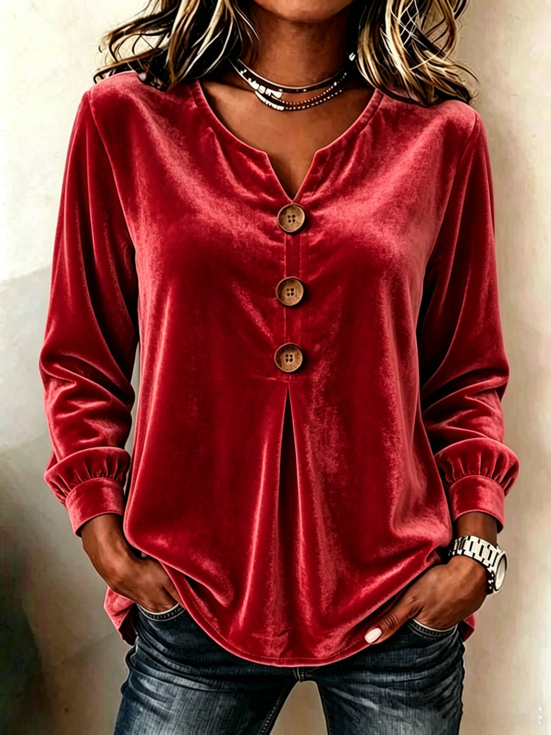 Damen Elegante und komfortable Veloursbluse Echo Archiv