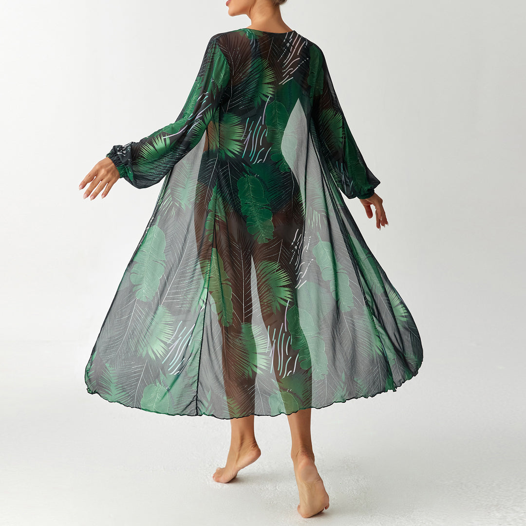 Damen Transparentes Strandkleid mit floralem Muster Echo Archiv