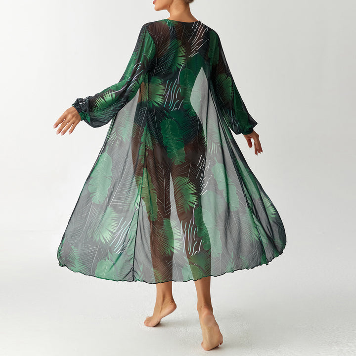 Damen Transparentes Strandkleid mit floralem Muster Echo Archiv