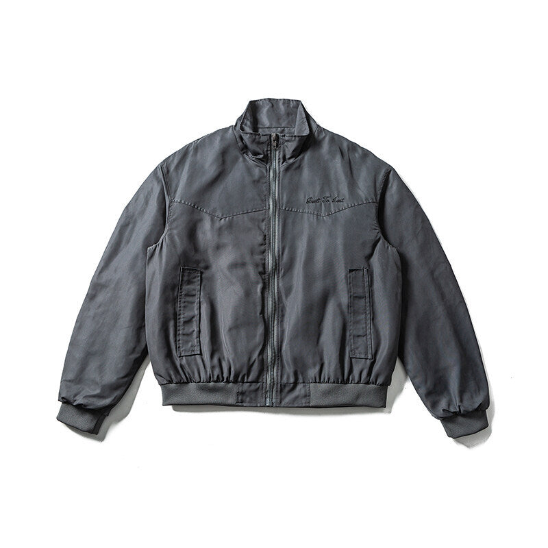 Herren Leichte Bomberjacke im minimalistischen Satin-Look mit Stehkragen und elastischem Saum Echoarchiv