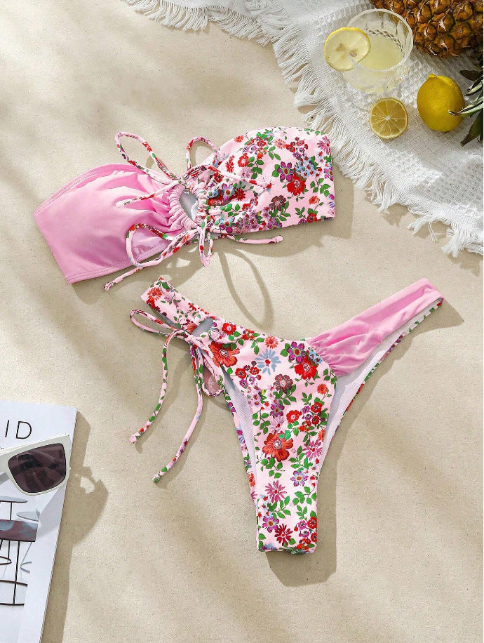 Damen Bandeau-Bikini Set mit floralem Design Echo Archiv