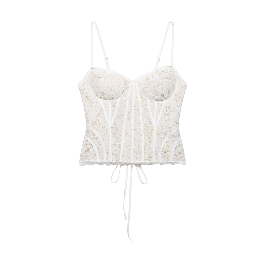 Damen Spitze Corsage Top mit verstellbaren Trägern und Schnürung Echo Archiv