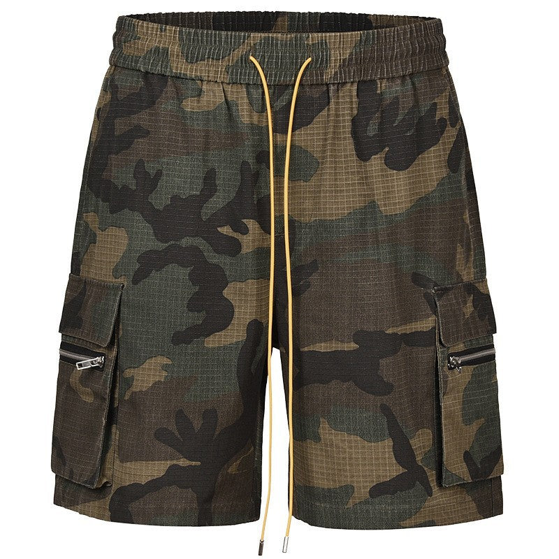 Herren nan Cargo-Shorts im Camouflage-Ripstop mit Elastikbund, Tunnelzug und Reißverschlusstaschen Echo Archiv