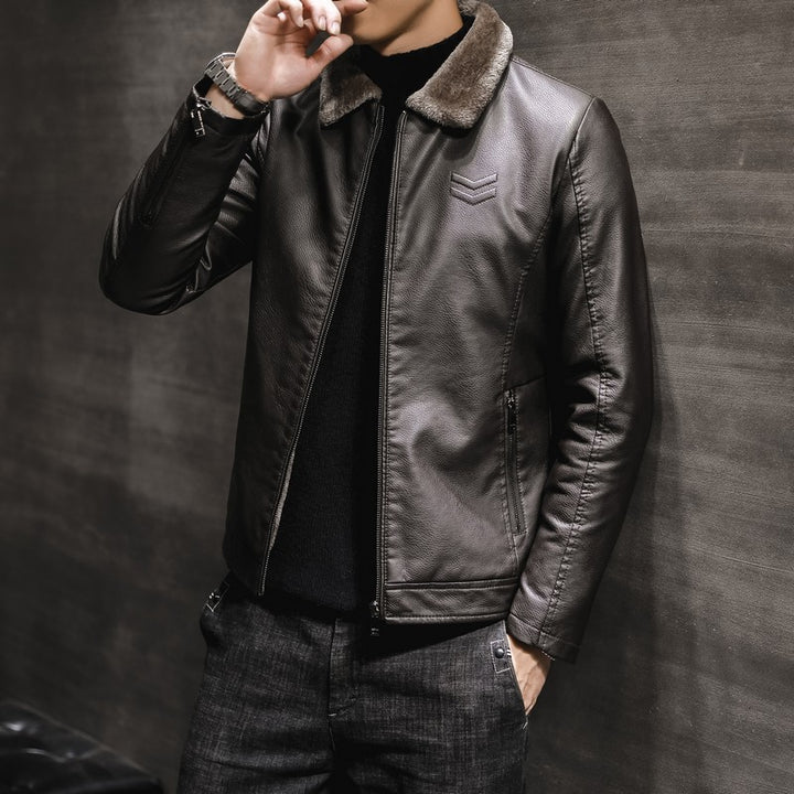 Herren Stylishe Lederjacke mit Fütterung Echo Archiv