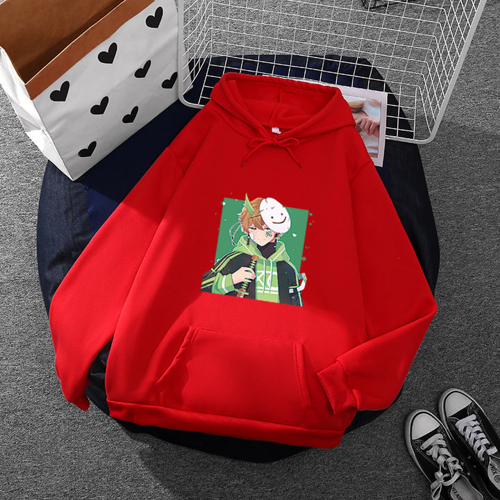 Damen Kapuzenpullover mit geprintetem Manga-Motiv und weichem Fleece-Innenfutter – Auréline