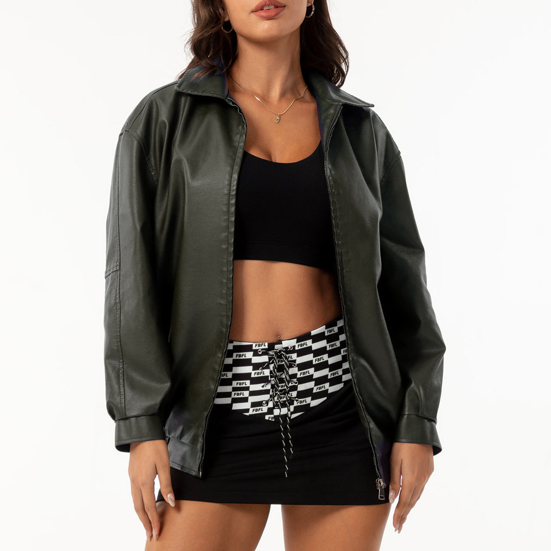 Damen nan leichte Satin Bomberjacke mit Reißverschluss und lockerer Passform Echo Archiv