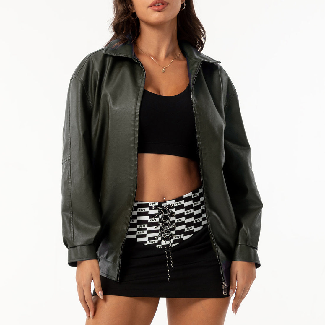 Damen leichte Satin Bomberjacke mit Reißverschluss und lockerer Passform – Avenza