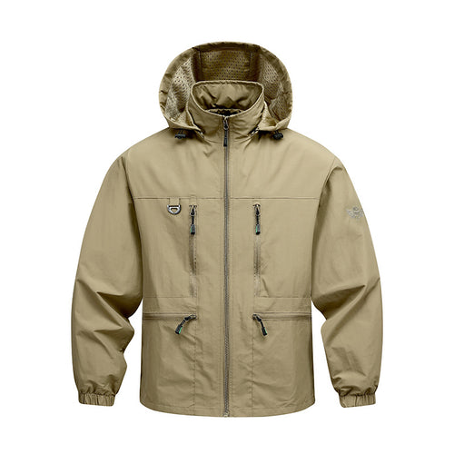 Herren Wasserdichte Funktionsjacke mit verstellbarer Kapuze