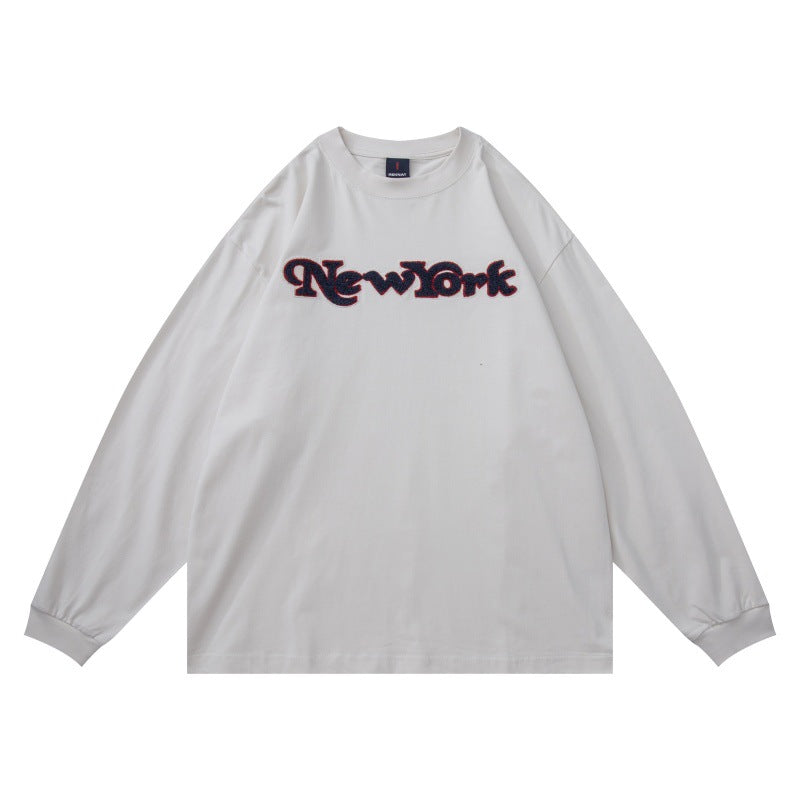 Unisex Oversize-Langarmshirt mit Chenille-Logo und Rundhalsausschnitt Echoarchiv