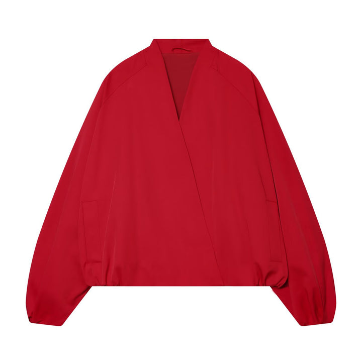 Damen Cropped Kimono-Jacke mit überschnittenen Ärmeln und elastischem Bund Echo Archiv