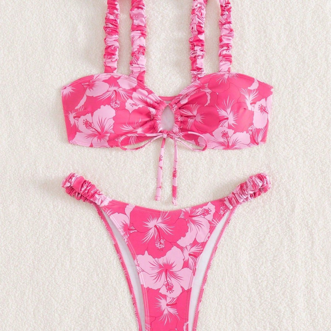 Damen Hochgeschnittener Bikini mit Rüschendetails Echo Archiv