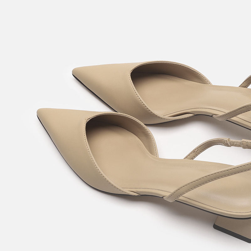 Damen Elegante spitz zulaufende Slingback-Pumps mit elastischem Fersenriemen und niedrigem Blockabsatz – Lioré