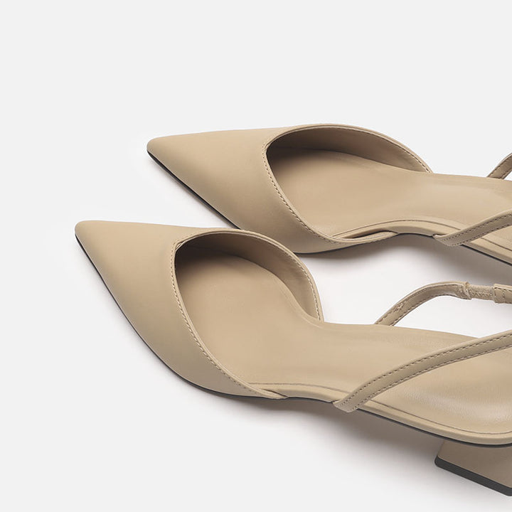 Damen Elegante spitz zulaufende Slingback-Pumps mit elastischem Fersenriemen und niedrigem Blockabsatz – Lioré