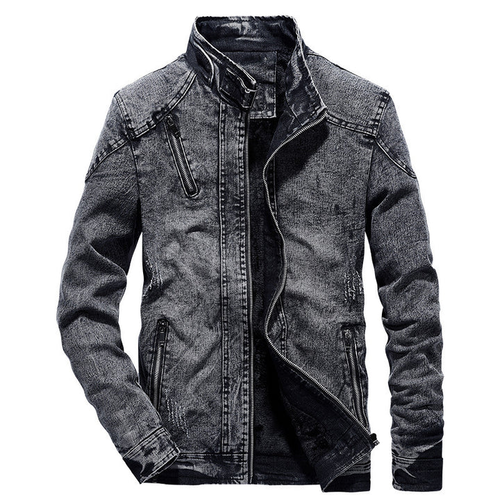 Herren Modische Denimjacke mit Stehkragen Echo Archiv