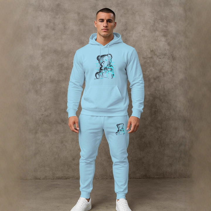 Herren bequemer Hoodie und Jogginghose Set mit einzigartigem Grafikdruck Echoarchiv