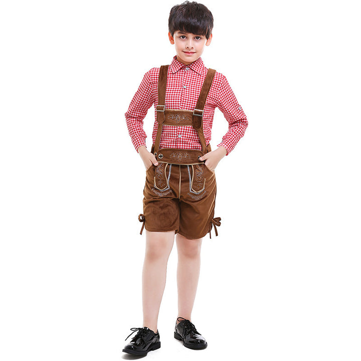 Unisex nan traditionelle Kinderlederhose mit verstellbaren Trägern und feiner Stickerei Echo Archiv