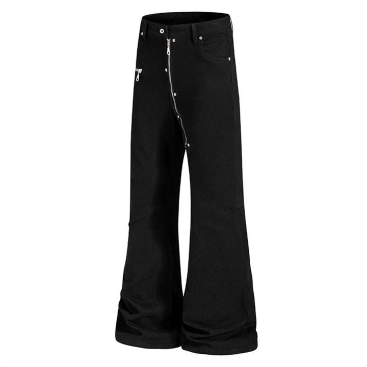 Damen Schlaghose mit hoher Taille, asymmetrischem Frontreißverschluss und Utility‑Details Echoarchiv